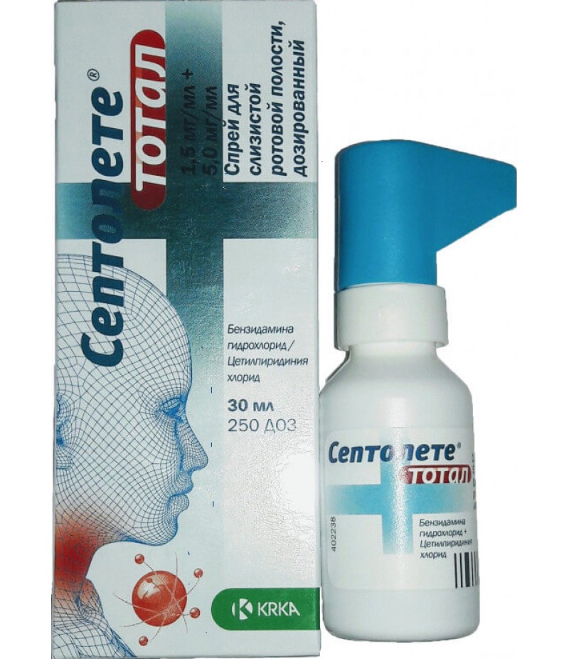Septolete Total spray 0.15mg + 0.05mg/dose 30ml 250doses